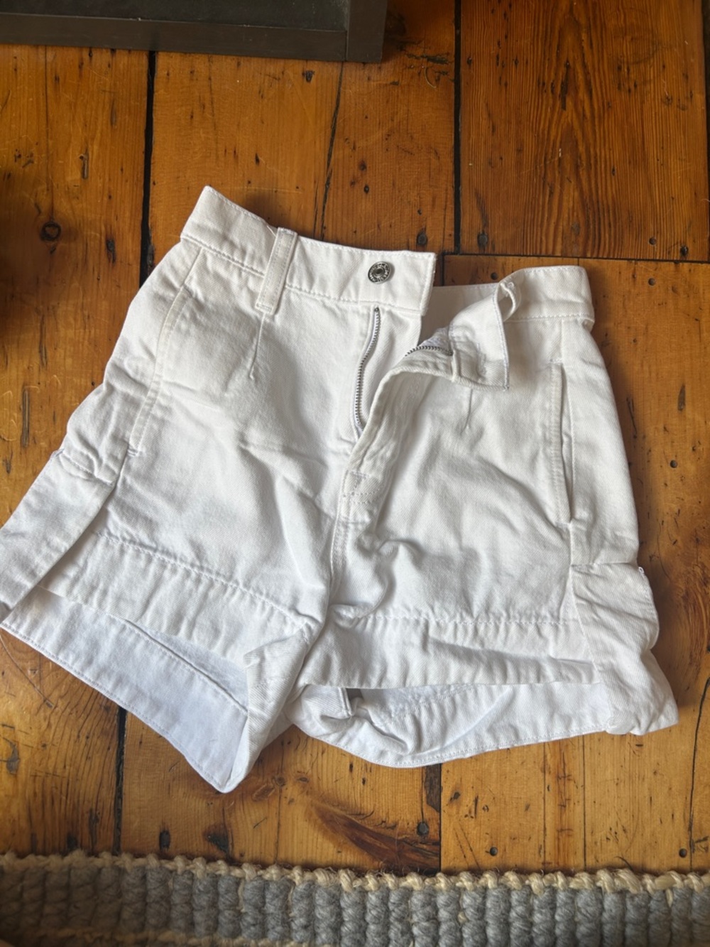 7 For All Mankind White High-Waist Cotton Shorts